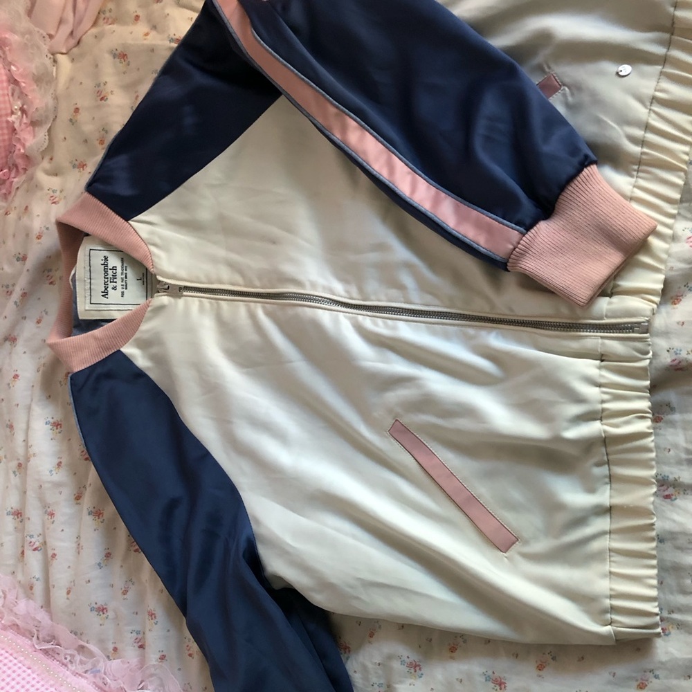 Abercrombie & Fitch Color Block Satin Vintage Style Bomber jacket.